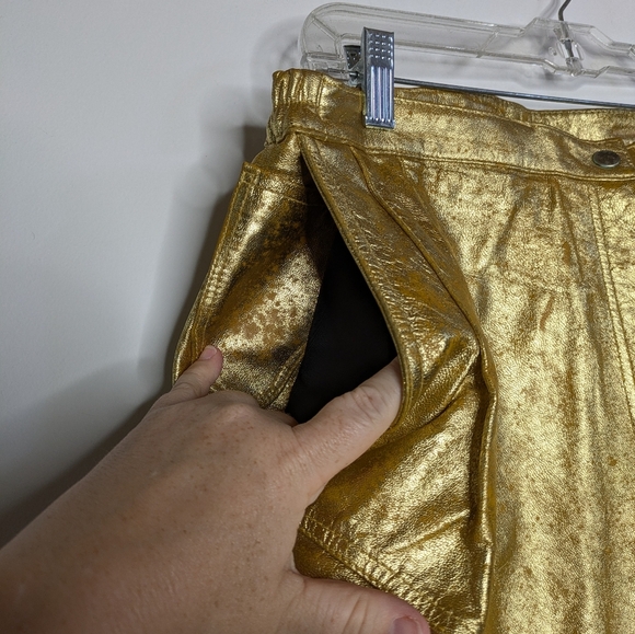 Vintage Distressed Gold Wide Leg Leather Pant 1X - Picture 5 of 14